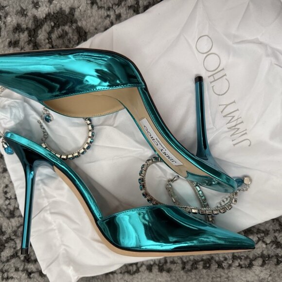 Jimmy Choo Teal Stiletto Heels - Picture 9 of 10
